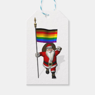 Etiqueta Para Presente Santa Claus com Bandeira do Orgulho Filadélfia
