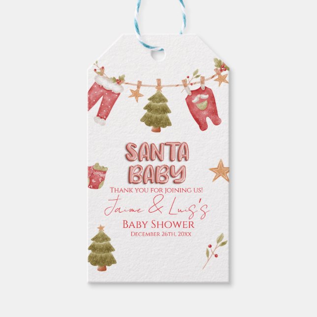 Etiqueta Para Presente Santa Girl Boy Holiday Baby Shower   (Frente)