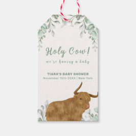 Etiqueta Para Presente Santa Vaca Rustic Boho Greenery Chá de fraldas