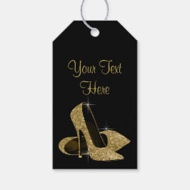 Etiqueta Para Presente Sapatos Pretos de Salto Alto de Ouro para Aniversá