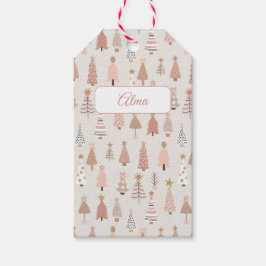 Etiqueta Para Presente Sapin Noël Rose Scandinave