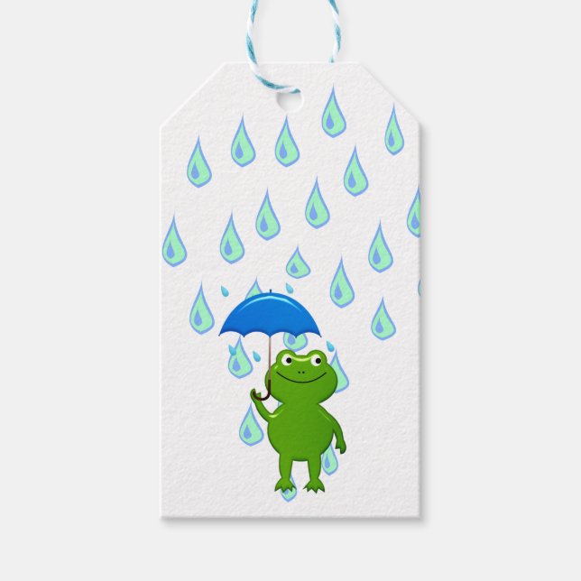 Etiqueta Para Presente Sapo Kawaii e Chuva (Frente)