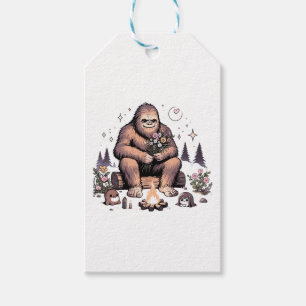 Etiqueta Para Presente Sasquatch Segurando Flores