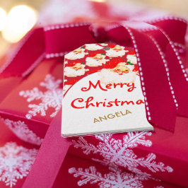 Etiqueta Para Presente Saudação da Feliz Vermelha do Natal Jolly Santa Cl