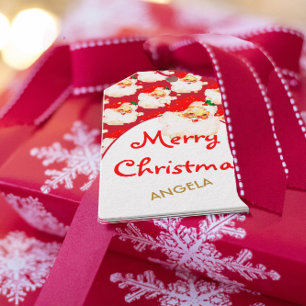 Etiqueta Para Presente Saudação da Feliz Vermelha do Natal Jolly Santa Cl