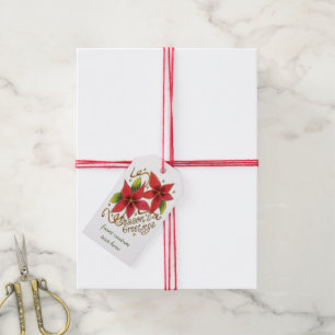 Etiqueta Para Presente Saudações da temporada de Natal fofa com Poinsetti