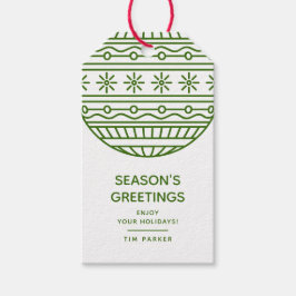 Etiqueta Para Presente Saudações da Temporada Verde com Bola de Natal