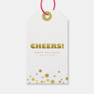 Etiqueta Para Presente Saúde Divertido Natal Branco e Dourado Mini