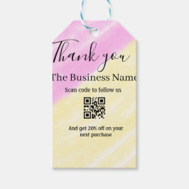Etiqueta Para Presente Scan QR to follow us thank you discount code pink 