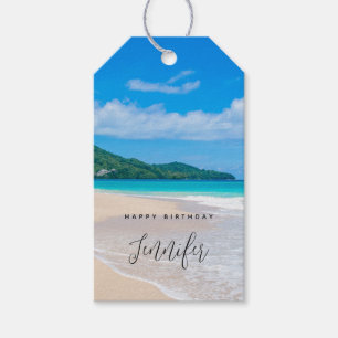 Etiqueta Para Presente Scenic Beach Birthday de Destino Tropical de Seren