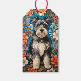 Etiqueta Para Presente Schnauzer Alegre Inspirado em Florais de William M