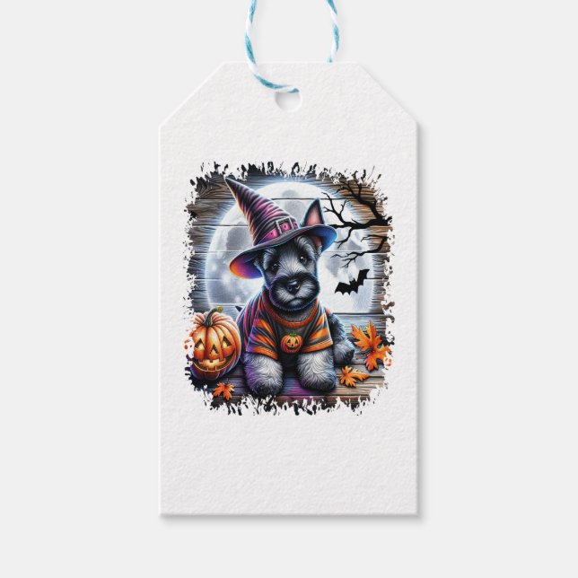 Etiqueta Para Presente Scottish Terrier Dog Halloween (Frente)