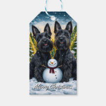 Scottish Terriers and Snowman Christmas
