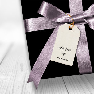 Etiqueta Para Presente Script casual preto-e-branco e coração com amor