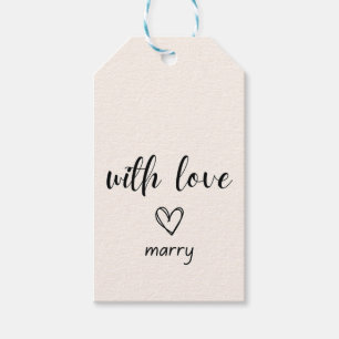 Etiqueta Para Presente Script casual preto-e-branco e coração com amor