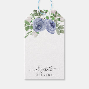Etiqueta Para Presente Script de Rosa Azul Dusty Floral Personalizado