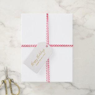 Etiqueta Para Presente Script Dourado de Feriados Felizes