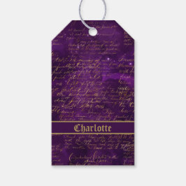 Etiqueta Para Presente Script Dourado Roxo