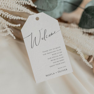 Etiqueta Para Presente Script Minimalista Whimsical Boas-vindas