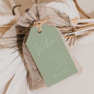 Etiqueta Para Presente Script Whimsical | Sage Green Wedding Welcome