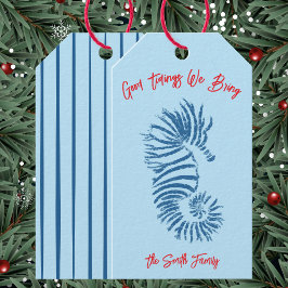 Etiqueta Para Presente Seahorse Christmas Card