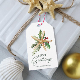Etiqueta Para Presente Seas N Saudações Peixe de Estrelas de Natal