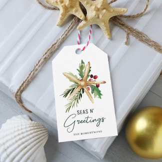 Etiqueta Para Presente Seas N Saudações Peixe de Estrelas de Natal