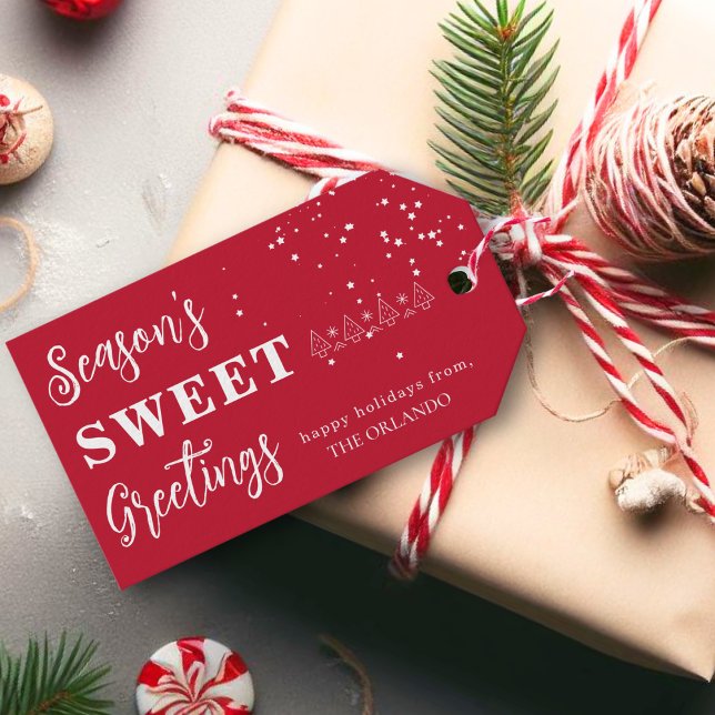 Etiqueta Para Presente Seasons Saudações Natal Branco Vermelho (Criador carregado)