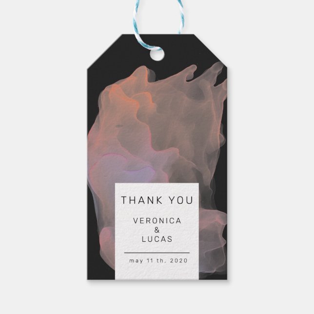 Etiqueta Para Presente Seda transparente, casamento moderno Obrigado (Frente)