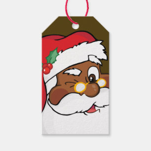 Etiqueta Para Presente Segredo que pisc a Papai Noel preto o Tag de papel