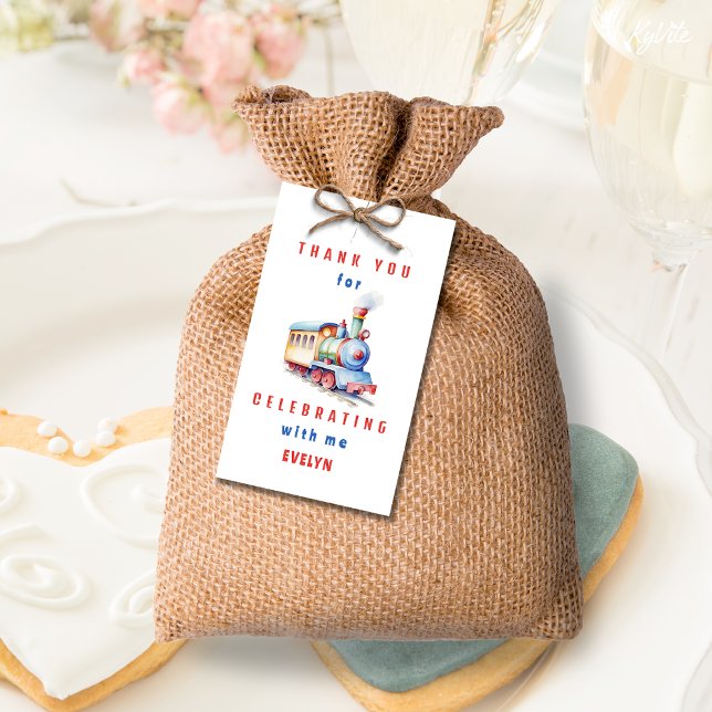 Etiqueta Para Presente Segundo aniversário do Círculo do Comboio Editável (Criador carregado)