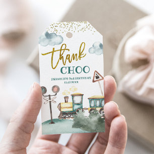 Etiqueta Para Presente Segundo aniversário Do Train Boy Obrigado Tag Favo