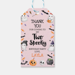 Etiqueta Para Presente Segundo aniversário Rosa do Halloween Dois Spooky