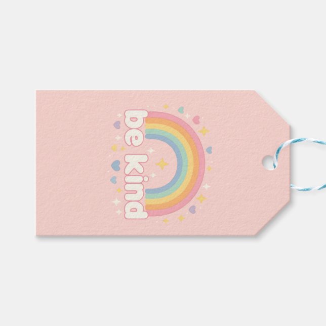 Etiqueta Para Presente Seja Gentil – Positividade Arco-Íris Pastel (Frente (horizontal))