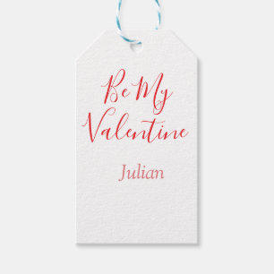 Etiqueta Para Presente Seja meu valentine nome vermelho elegante casal