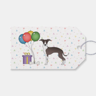 Etiqueta Para Presente Selado E Branco Galgo Italiano - Feliz Aniversário