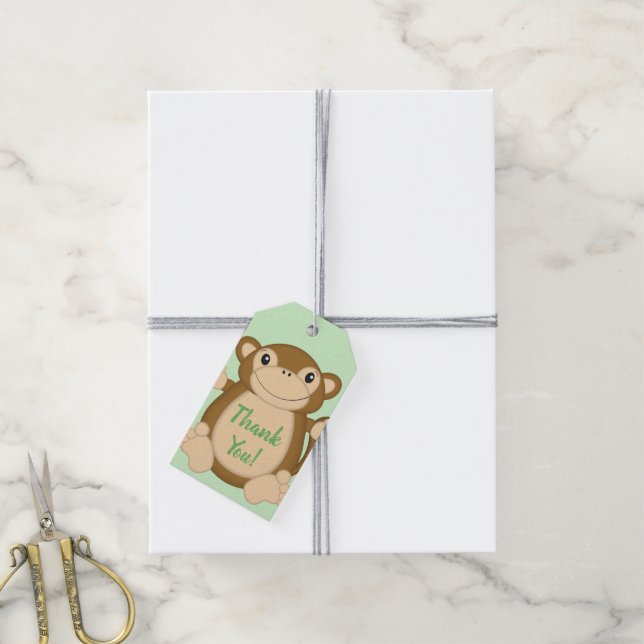 Etiqueta Para Presente Selva de Chá de fraldas de Macaco (Com cordão)