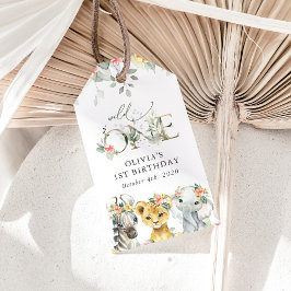 Etiqueta Para Presente Selva, Safari, Flores, Primeiro Aniversário