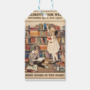 Etiqueta Para Presente Semana do Livro Infantil Vintage Ilustração da Bib