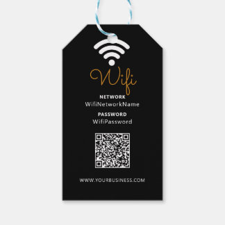 Etiqueta Para Presente Senha Wi-Fi Empresarial Promocional Preto e Branco