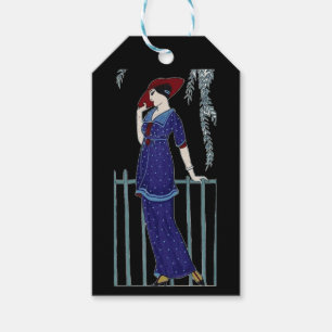 Etiqueta Para Presente Senhora elegante 1920 de moda de Paris
