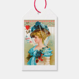 Etiqueta Para Presente Senhora Floral Azul-Namorados Antiga