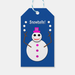 Etiqueta Para Presente Senhorita de Natal Fazendo Malabarismo com as bola