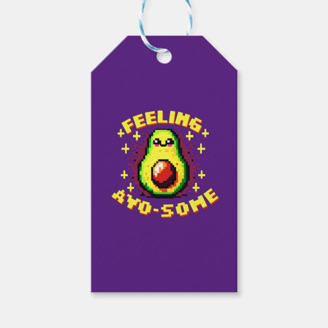 Etiqueta Para Presente Sentimento Avo-some - Engraçado Pixel Art Avocado  (Frente)