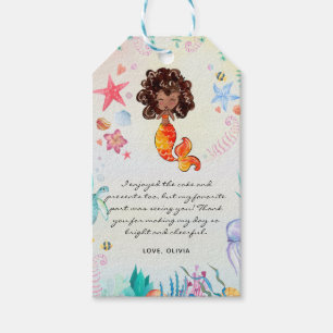 Etiqueta Para Presente Sereia Afro-Americana de Aniversário Obrigada
