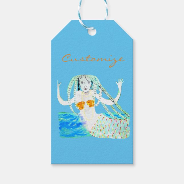 Etiqueta Para Presente Sereia com Dreadlocks Thunder_Cove (Frente)