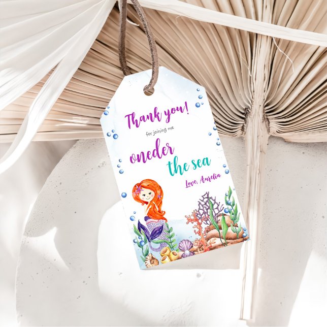 Etiqueta Para Presente Sereia primeiro aniversario Do Mar (Criador carregado)