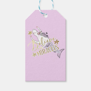 Etiqueta Para Presente Sereia Unicórnio Moderno Fashion Believe em Milagr