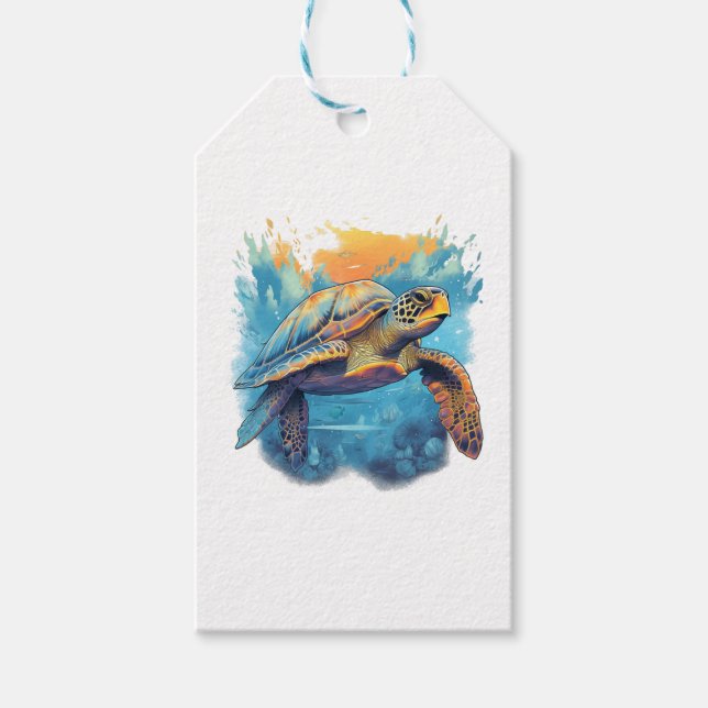 Etiqueta Para Presente Serene Underwater Turtle Copy (Frente)