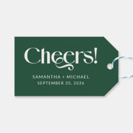 Etiqueta Para Presente Serifa Decorativa Deep Pine para Bodas Cheers